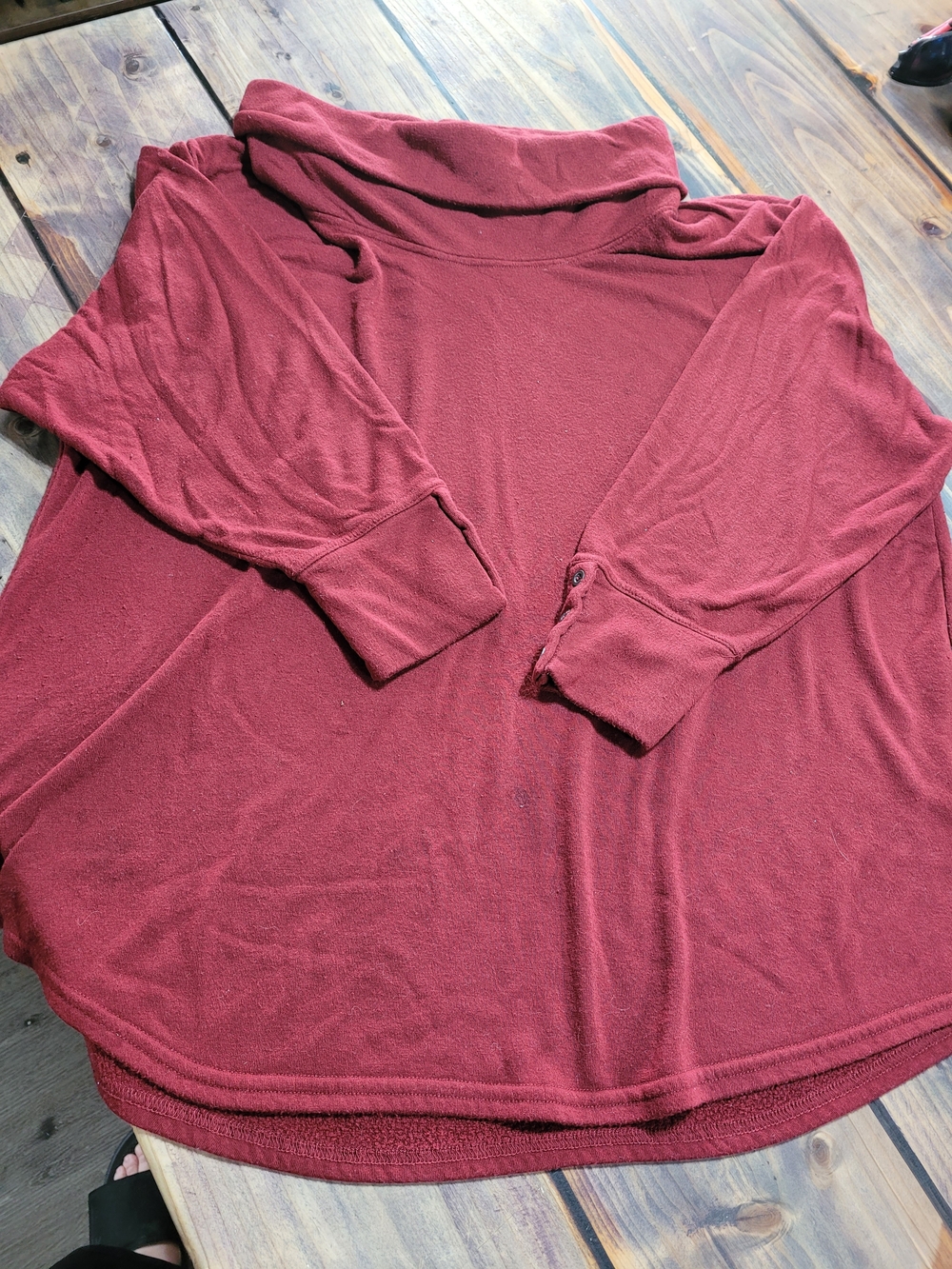 Jane and Delancey Wine Roll-Neck Long Sleeve Top